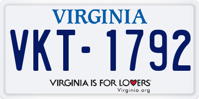 VA license plate VKT1792