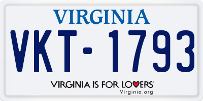 VA license plate VKT1793
