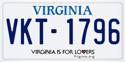 VA license plate VKT1796