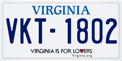 VA license plate VKT1802