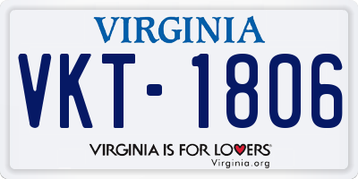 VA license plate VKT1806
