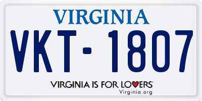 VA license plate VKT1807
