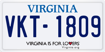 VA license plate VKT1809
