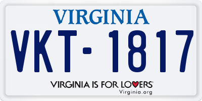 VA license plate VKT1817