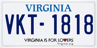 VA license plate VKT1818