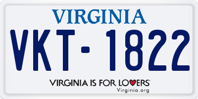VA license plate VKT1822