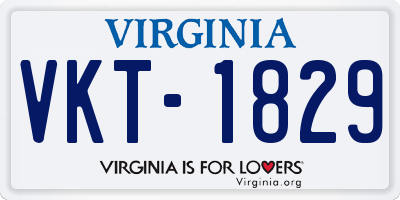 VA license plate VKT1829