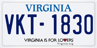 VA license plate VKT1830