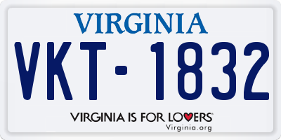 VA license plate VKT1832