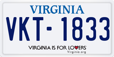 VA license plate VKT1833