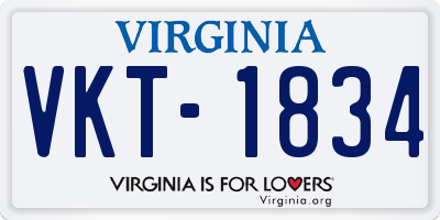 VA license plate VKT1834