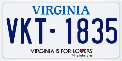 VA license plate VKT1835