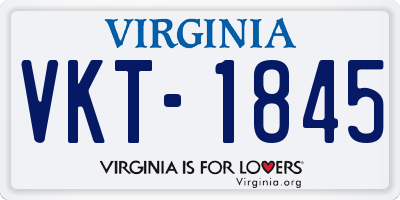 VA license plate VKT1845