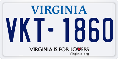 VA license plate VKT1860