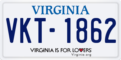 VA license plate VKT1862