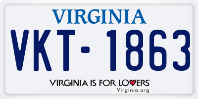 VA license plate VKT1863