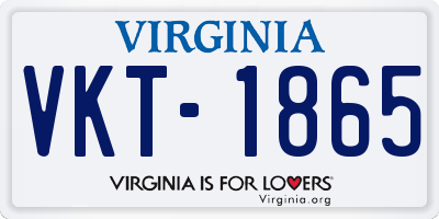 VA license plate VKT1865