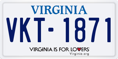 VA license plate VKT1871