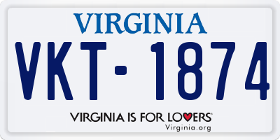 VA license plate VKT1874