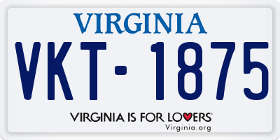 VA license plate VKT1875