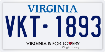 VA license plate VKT1893