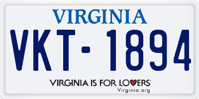 VA license plate VKT1894