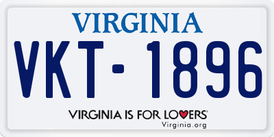 VA license plate VKT1896