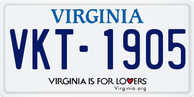VA license plate VKT1905