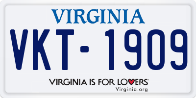VA license plate VKT1909