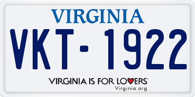 VA license plate VKT1922