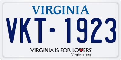 VA license plate VKT1923