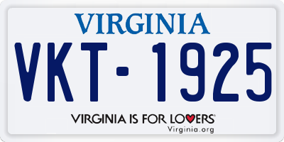 VA license plate VKT1925