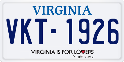 VA license plate VKT1926