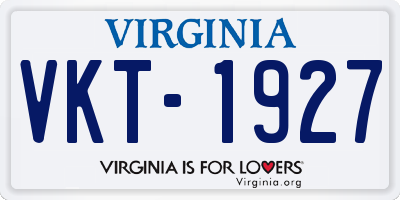 VA license plate VKT1927