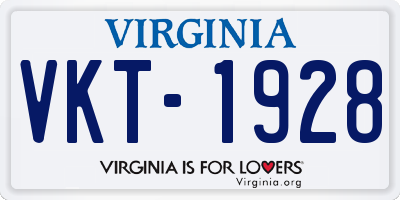 VA license plate VKT1928