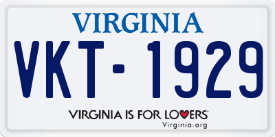 VA license plate VKT1929