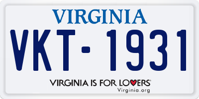 VA license plate VKT1931
