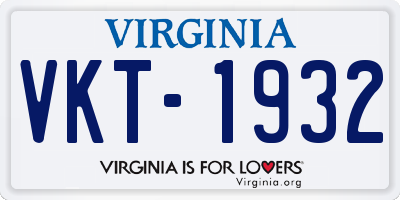VA license plate VKT1932
