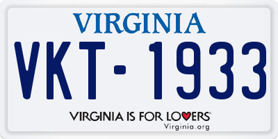 VA license plate VKT1933