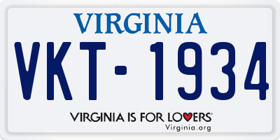 VA license plate VKT1934