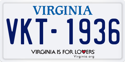 VA license plate VKT1936