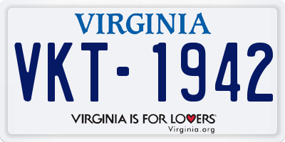 VA license plate VKT1942