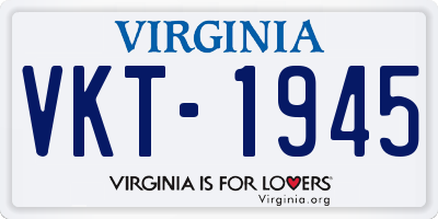 VA license plate VKT1945
