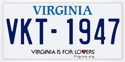 VA license plate VKT1947