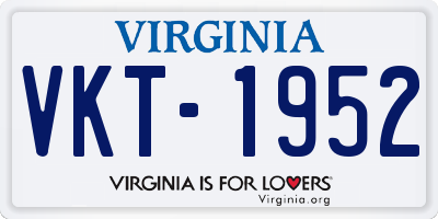 VA license plate VKT1952