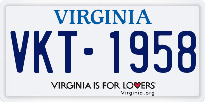 VA license plate VKT1958
