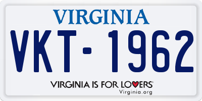 VA license plate VKT1962