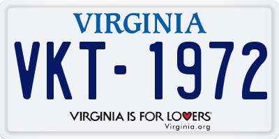 VA license plate VKT1972