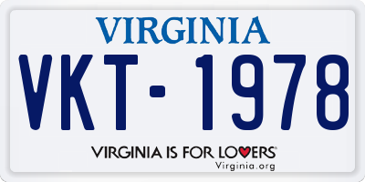 VA license plate VKT1978