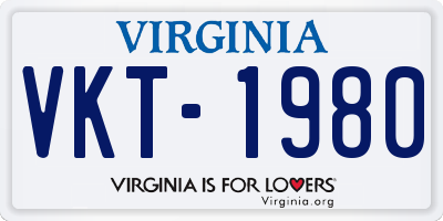 VA license plate VKT1980
